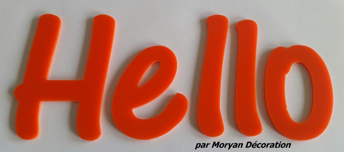 Hello deco letter in plexi , height 30 cm