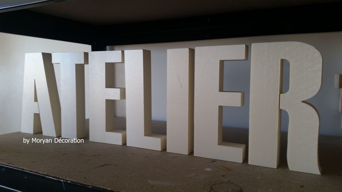 Decorative polystyrene letter ATELIER , height 20 cm