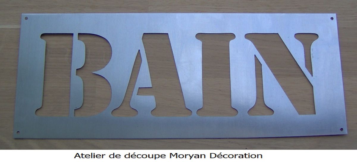 Deco stencil, metal letter zinc BATH