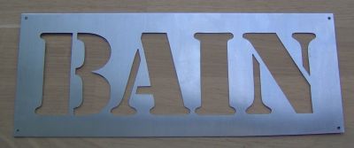 Deco stencil, metal letter zinc BATH