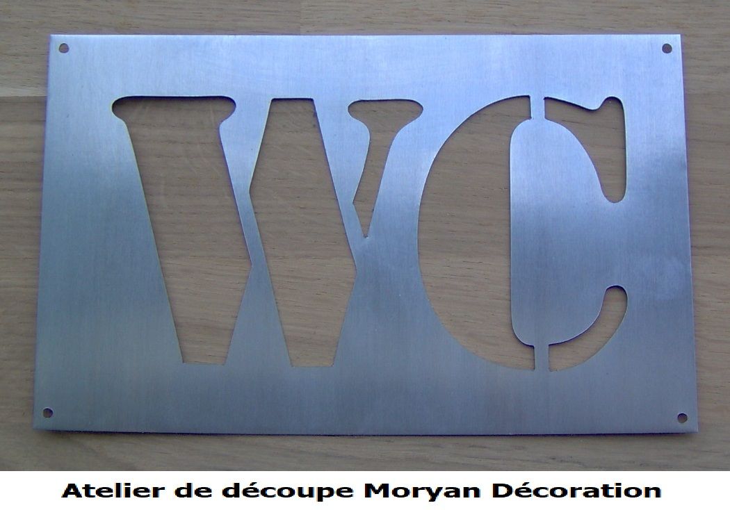 Stencil deco, metal letter zinc WC