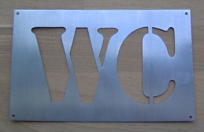 Stencil deco, metal letter zinc WC
